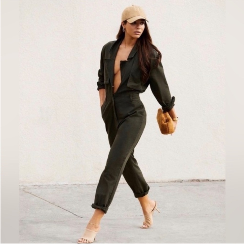 ▪️Good American Long Sleeve Trench Jumpsuit in Hunter 3